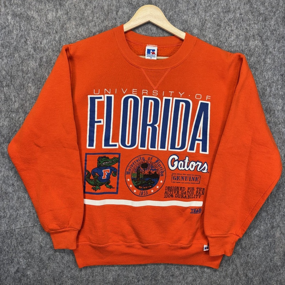 Vintage University of Florida Crewneck Sweatshirt Medium Orange Gators Russell